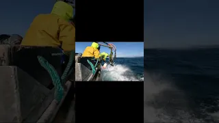 Commercial Crabbing Block Man Still Getting Buoys Even with a Raging Current Sinking the Buoys