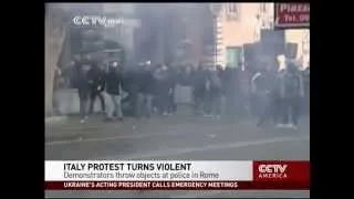 Anti-austerity protest in Italy turns violent