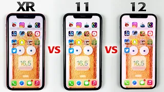 iPhone XR vs iPhone 11 vs iPhone 12 SPEED TEST in 2023 | iOS 16.5 SPEED TEST