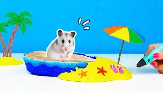 РИСУЮ БАССЕЙН И ПЛЯЖ ДЛЯ ХОМЯКА 🐹 3D РУЧКОЙ  | КАК СДЕЛАТЬ АКВАПАРК СВОИМИ РУКАМИ?