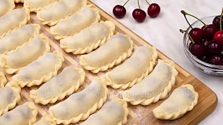 🍒🥟Вареники с вишней - тонкое тесто, сочная начинка! Тесто для вареников, которое не разваривается!