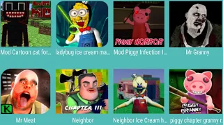 Mod Cartoon Cat,LadyBug Ice Cream,Mod Piggy Infection,Mr Granny,Mr Meat,Neighbor Chapter III,...