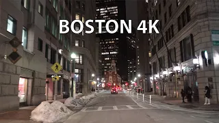 Boston 4K - Night Drive - USA