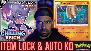 KO ANYTHING & ITEM LOCK! Galarian Slowking V Omastar Chilling Reign Decklist! Pokemon TCG