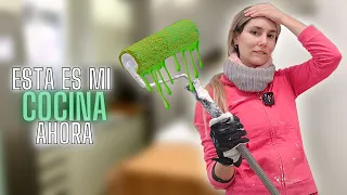 Pinté mi COCINA de color VERDE 😱 COCINA ESTILO JAPANDI✌️¡Se complicó más de la cuenta!