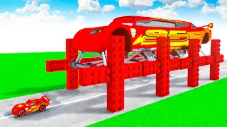 McQueen Giant Transforming to GIANT LEGO Block-CROSS BTR BIGFOOT McQueen in Teardown!