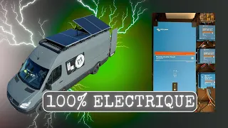 100% autonomous electrical installation fitted van: battery, solar panel, charger...☀️🔋💡🔌🚎