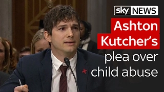 Ashton Kutcher's emotional call for "fight" to end child sex trafficking