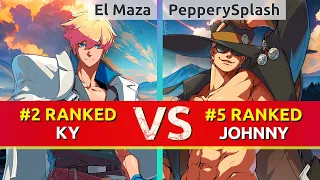 GGST ▰ El Maza (#2 Ranked Ky) vs PepperySplash (#5 Ranked Johnny). High Level Gameplay