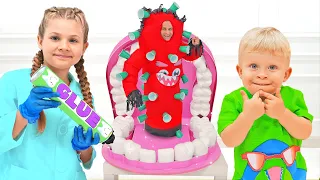 Diana and Roma save Teeth from Microbe | Brushing Your Teeth Story