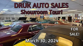 CLASSIC CARS FOR SALE !! Druk Auto Sales Tour March 30 2024 - sports cars - muscle cars - lotwalk