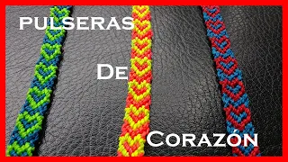 Como hacer pulseras de hilo en forma de corazón