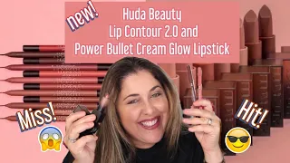 NEW Huda Lip Contour 2 0 Pencil and Power Bullet Cream Glow Hydrating Lipstick!
