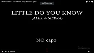 Little do you know - Alex and Sierra ( Easy Chords and Lyrics)