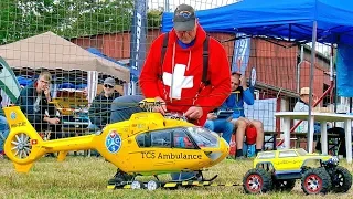 RC EC-135 TCS AMBULANCE SCALE MODEL ELECTRIC HELICOPTER FLIGHT DEMONSTRATION