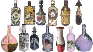 TOP 13 IDEA FOR DECORATING GLASS BOTTLES / DECOUPAGE DECORATIONS