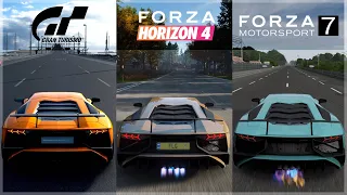 Forza Horizon 4 vs GT Sport vs Forza 7 | Lamborghini Aventador SV Sound Comparison
