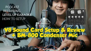 V8 Sound Card full set up and review + BM-800 Condenser Mic (English Subtitles)