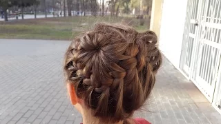 Два пучка из французских косичек. Прическа Корона/Корзинка // Two french buns or double starburst