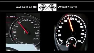 Audi A6 C7 2.0 TDI VS. VW Golf 7 1.6 TDI - Acceleration 0-100km/h