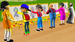 Scary Teacher 3D vs Squid Game Coloring Beautiful Dresses Challenge 5 Time Miss T vs Granny Win