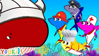 Baby Shark Song | Big Red Whale | Family Jobs