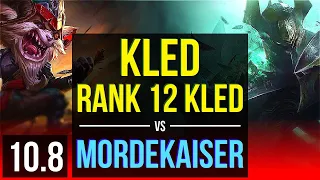 KLED vs MORDEKAISER (TOP) | Rank 12 Kled, 3 early solo kills, KDA 8/1/2 | EUW Challenger | v10.8