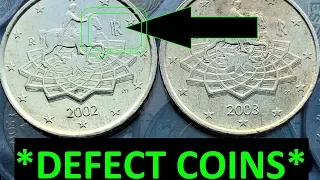 Italy 50 Cent 2002 2003 R Defect coins RARE/18.000.000