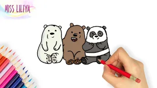 Як намалювати ТРЬОХ ВЕДМЕДІВ. Малюємо і розмальовуємо Ведмедів. Розмальовка для дітей