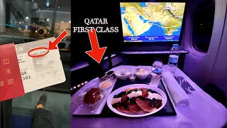 【ファーストクラス】世界最高峰のカタール航空に乗ってみた！ドーハの豪華空港ラウンジも凄い!