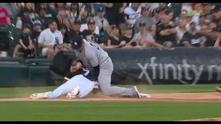 Tim Anderson Pushed Off Base By Josh Donaldson     |     QUICK MLB HITS