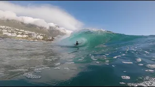 Bodyboarding huge barrels onto rocks in cape town!