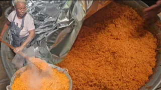 how to cook naija party jollof rice for 150 to 200 guests including measurements.