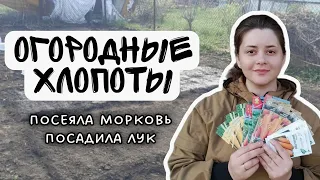 Осталась одна | Посев моркови и посадка лука севком весной 2024 | Живу в деревне, деревенская жизнь