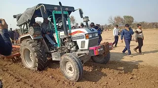 Eicher 557 Tractor Full Power Demo with 2 Harrow comptcion