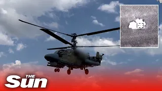 Russian Ka-52 helicopter reportedly destroys several Ukrainian armoured vehicles