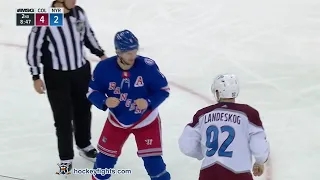 Gabriel Landeskog vs Jacob Trouba Dec 8, 2021