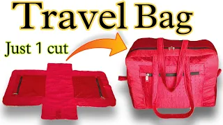 Just one cut - single cut- Big size Travel Bag making at home | DIY bag making at home #travelbag