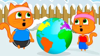 Cats Family in English - Teleportation around the globe Cartoon for Kids