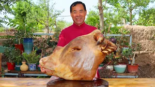 A WHOLE COW HEAD！Smoked and Simmered Overnight in a Pressure Cooker! | Uncle Rural Gourmet