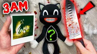 (SCARY) CUTTING OPEN HAUNTED CARTOON CAT DOLL AT 3AM!! *WHAT'S INSIDE HAUNTED DOLL*