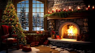 Embrace the Cozy Charm: Christmas Fireplace & Snowstorm Retreat | Crackling Fireplace