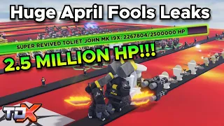 TDX HUGE NEW APRIL FOOLS LEAKS #24 (New Map, 2.5 Million HP Boss) - Tower Defense X Roblox