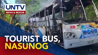 Bus na may lulang grade 8 students, nasunog sa Tagaytay City