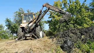 Копаем пруд в саду экскаватором ЮМЗ! Часть-1. Аn excavator digs a pond!