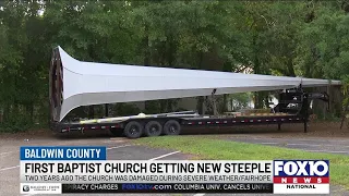 New steeple being installed this week at First Baptist Church in Fairhope