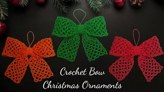 How to Crochet an easy Christmas Ornament Bow