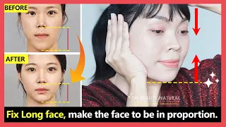 Only 3 steps!! Fix Long face look shorter, make the face to be in proportion (No surgery)