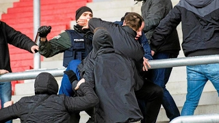 Rot Weiss Erfurt - FSV Frankfurt Clash with riot police in stands