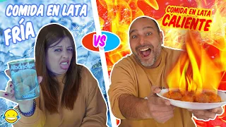 DESAFÍO CALIENTE VS FRIO Edición COMIDA en LATA  Momentos Divertidos Jordi y Bego